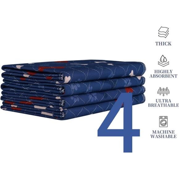 BRAND NEW 4 Pack Pee Pads for Dogs + Pet Grooming Gloves 24"L x 24"W - Picture 4 of 8